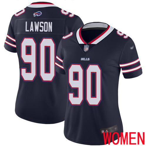 Women Buffalo Bills #90 Shaq Lawson Limited Navy Blue Inverted Legend NFL Jersey